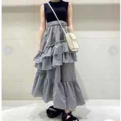 FURFUR ファーファー タフタスカートドッキングワンピース ブラック