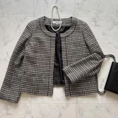 極美品✨NARURAL BEAUTY BASIC ノーカラーツイードジャケット