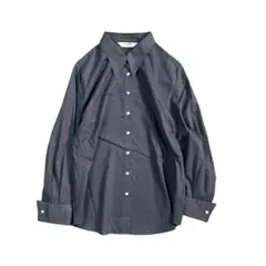 7BS3 【23区】ダブルカブス　無地　長袖シャツ　ブラック　古着usedのサムネイル