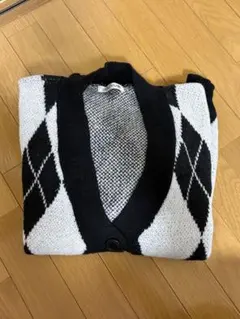 ダイヤモンド模様 長袖カーディガン Lサイズ 学生