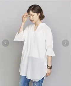 beauty&youth コットンアムンゼンスキッパーネックチュニックブラウス