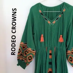 RODEO CROWNS　刺繍　エスニックワンピース グリーン