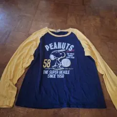 PEANUTS スヌーピー 長袖Tシャツ ラグラン ネイビー 　ヴィンテージのサムネイル