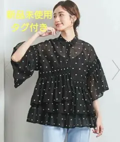 L'UNE/リュンヌ　ドットブラウス　IENA プリーツリボンブラウス L'UNE/リュンヌ ドットブラウス IENA 新品 プリーツリボンブラウス
