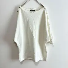 ラグアウト　カットソー　五分袖　ドルマン　ボートネック　春夏　白　M