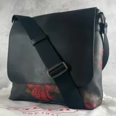 フラワーモチーフ ブラック レザー ショルダーバッグ Rename フラワー ロゴ刺繍 ショルダーバッグ RSG22429
