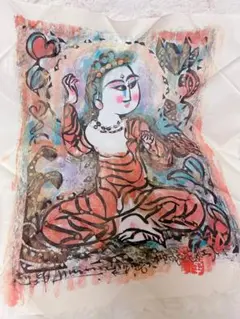 棟方志功作 波乗菩薩の柵 色紙 版画 板画 複製 額装 棟方志功作 波乗菩薩の柵 色紙 版画 板画 複製 額装 棟方志功