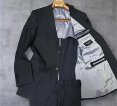 バーバリーブラックレーベル スーツ セットアップ 羊毛100% 濃紺 ロゴボタン