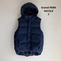 美品✨Grand PARK NICOLE ダウンベスト ネイビー フード付 F
