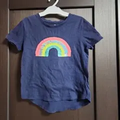 GAP ギャップ レインボー スパンコール Tシャツ ネイビー