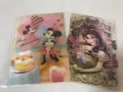 ディズニー 3Dポストカード　ミッキー　ミニー　美女と野獣　ベル