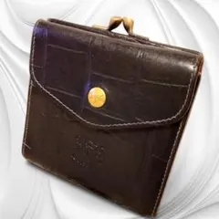 IL BISONTE がま口 二つ折りレザー財布 クロコ型押し 黒 男女兼用のサムネイル