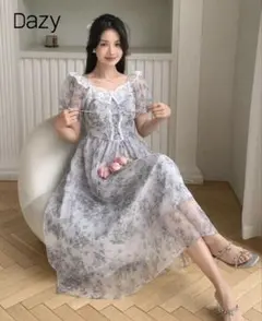 SHIEN Dazy フラワープリント ロングドレス S