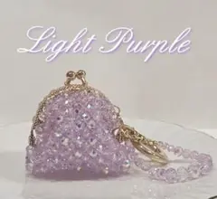 ガラス　ビーズ　ライトパープル　薄紫　がま口　小銭入れ　コインケース　オーロラ