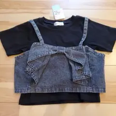 【新品タグ付き】LilyChuu デニムリボンビスチェ 　　 Tシャツ 140
