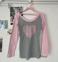 ANAP 長袖 Tシャツ グレー ピンクのサムネイル