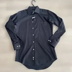 スーツセレクト黒長袖シャツ 胸ポケット付き S80