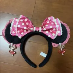 ディズニー ミニー カチューシャ ピンク ドット ハート イヤリング