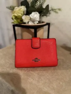 COACH 赤 オレンジ 二つ折り財布