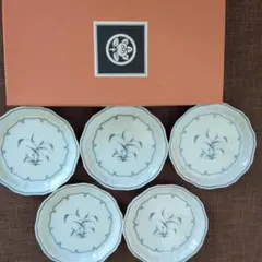新品未使用　たち吉　橘吉　花柄の青い装飾 小皿 5枚セット