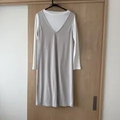 グレー Vネック 長袖カットソーワンピース 妊婦服