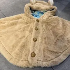 ベージュフリースポンチョフード・耳付きkid´s zoo キッズズーアウター80