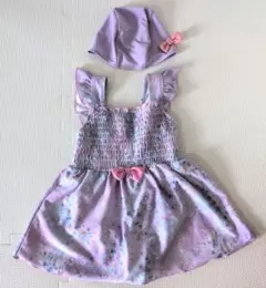 merci merci メルシーメルシー　女の子用水着セット　 紫　サイズ110