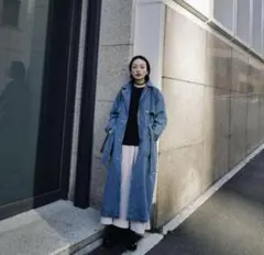高山都×oblekt リサイクルデニムトレンチコート