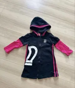 女の子 BABY DOLL ロゴ ジップアップ ワンピース 黒・ピンク 100