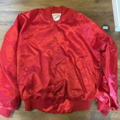 アメリカ古着　ヴィンテージ　赤いボタン式ナイロンスタジャン　ナイロンジャケット