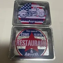 アメリカン雑貨 ブリキトレイ 2枚セット ヴィンテージ風　小物置き　トレイ