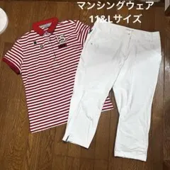 マンシングウェア♡ゴルフポロシャツ ゴルフパンツ レッドホワイトのサムネイル