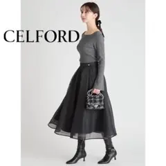 【新品未使用】CELFORD セルフォード♪シアーフレアスカート BLK 36 新品未使用】CELFORD セルフォード♪シアーフレアスカート BLK 36