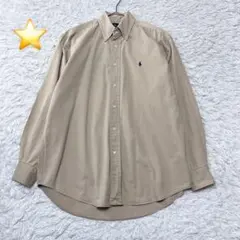 Ralph Lauren ボタンダウン長袖シャツ コットン100% 紺ポニー刺繍