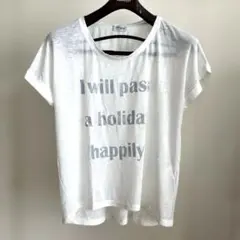 Navy ロゴプリント 半袖Tシャツ ホワイト Lサイズのサムネイル