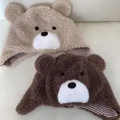 セット売り！クマ耳付きベビー帽子 42〜44cmと44〜46cm