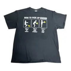 00s パロディTシャツ　プリント　ブラック　DELTA製　8Sb