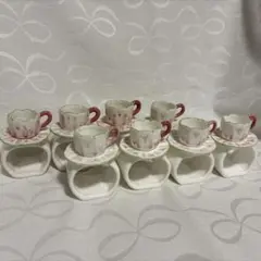 花柄カップ&ソーサーナプキンリング 8個セット