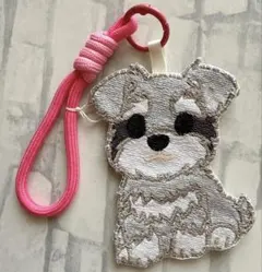 ハンドメイド 刺繍 白柴 犬 バッグチャーム うちの子 キーホルダー