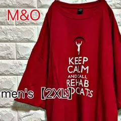【M&O】両面　プリントTシャツ【メンズ2XL】レッド