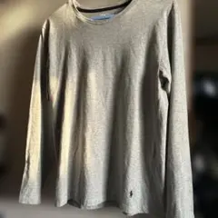 ポロの刺繍入りグレー長袖カットソー