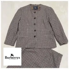 希少✨バーバリーズ ノーカラー ツイード スーツ セットアップ ファー襟付き