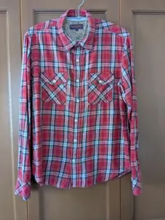 Purple Yellow 赤チェック柄長袖シャツ S