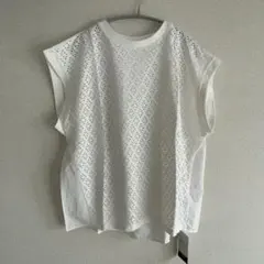 未使用タグ付！シンプリシテェ リングジャガードカットソー Tシャツ 白のサムネイル