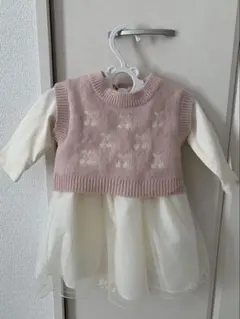 プティマイン　70 女の子　ピンク　ロンパース　チュール　petit main