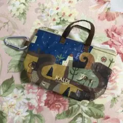 カルディ伝説柄カラビナ付きミニバッグ　中身無し