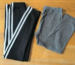 レギンス10分丈　白ライン黒パンツ　ユニクロ七分丈グレー2本セット　140