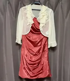 赤 ワンショルダー　パーティードレス ボレロセット