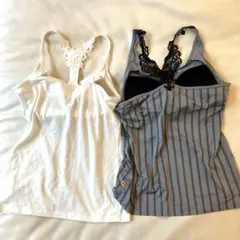 カップ付きタンクトップ 2枚セット レースバック