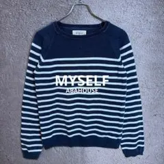MYSELF ABAHOUSE ボーダーニットセーター クルーネック SMALL